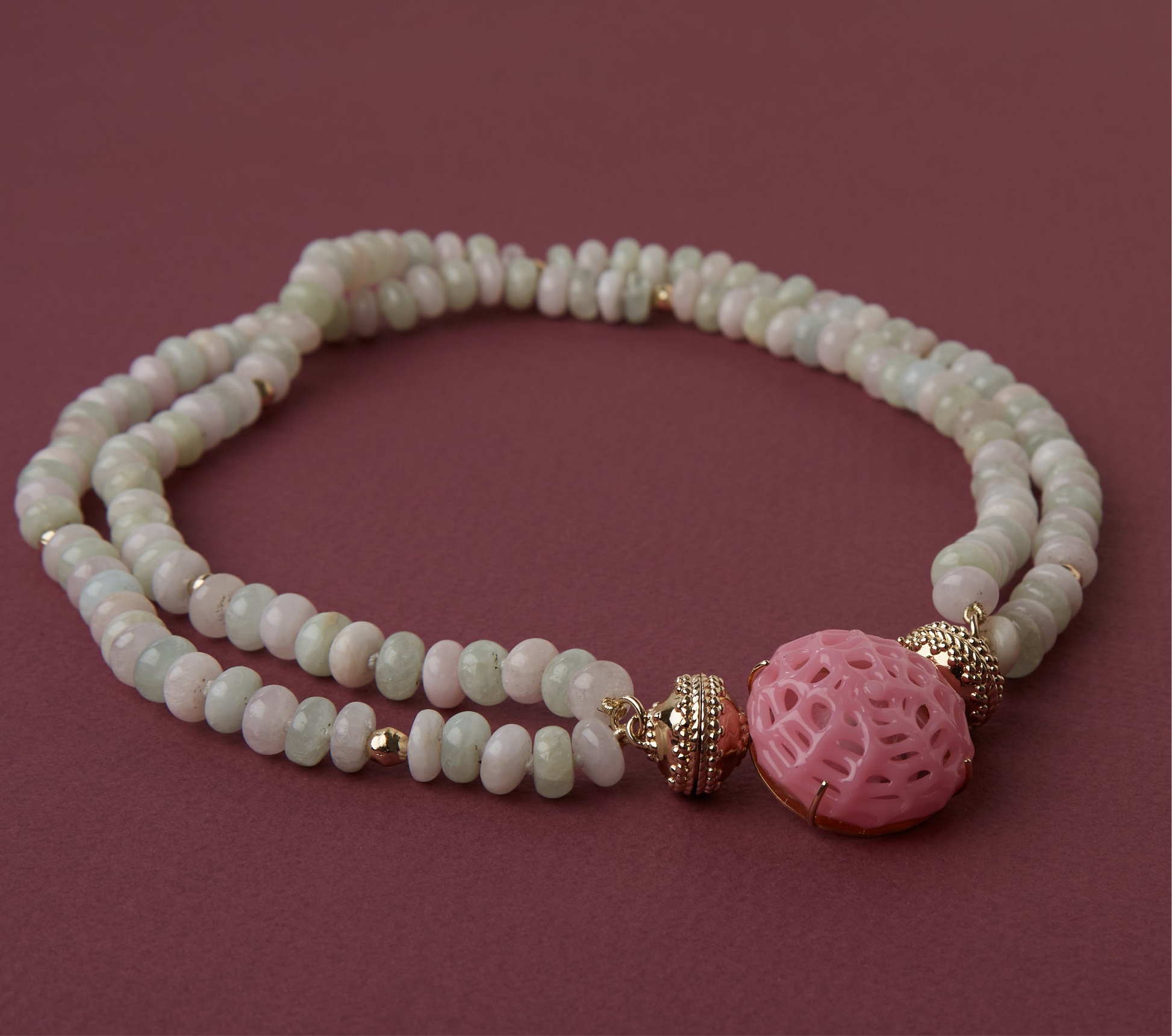 Peppercorn Morganite Rondelle Double-Strand Necklace