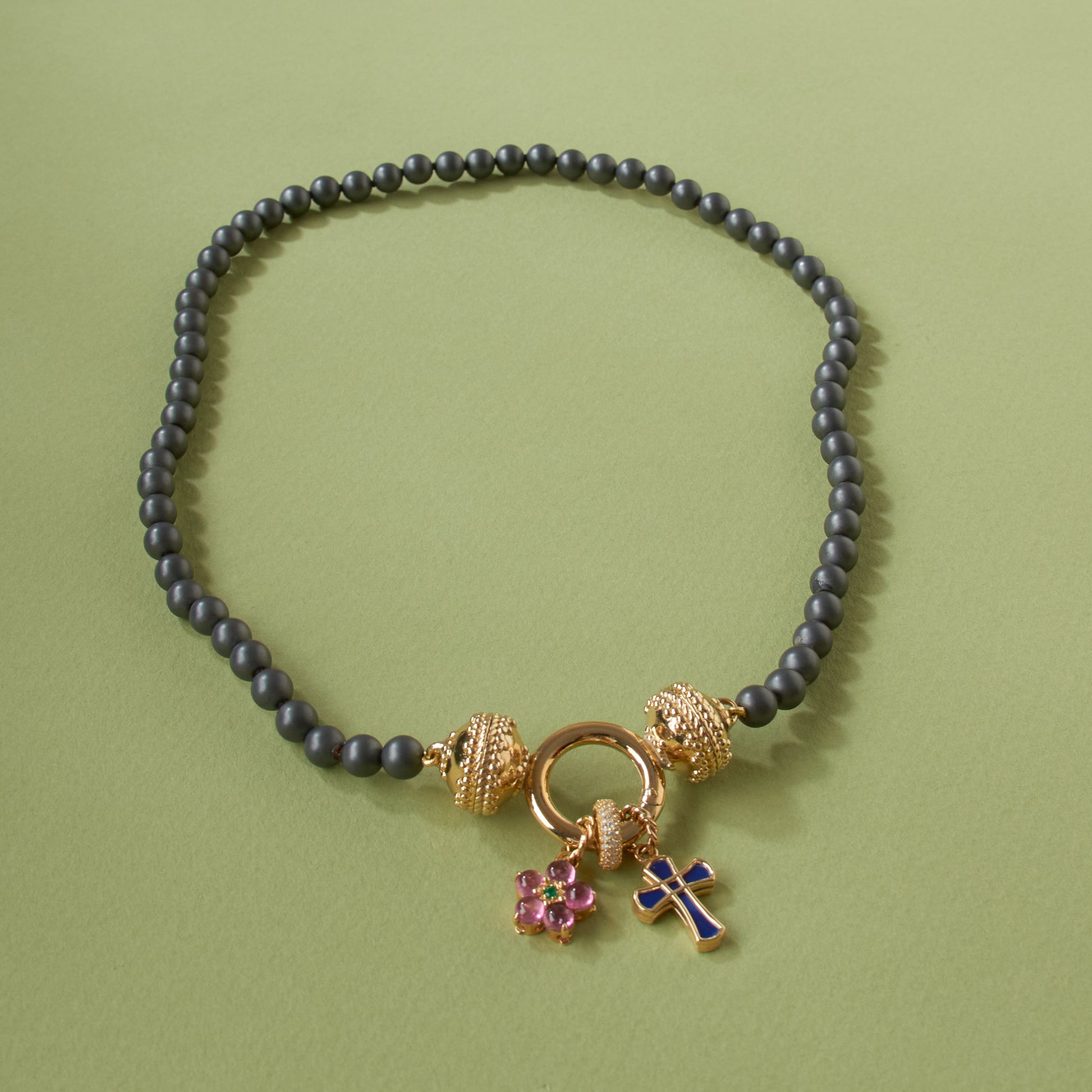 14K Small Lapis Cross Charm