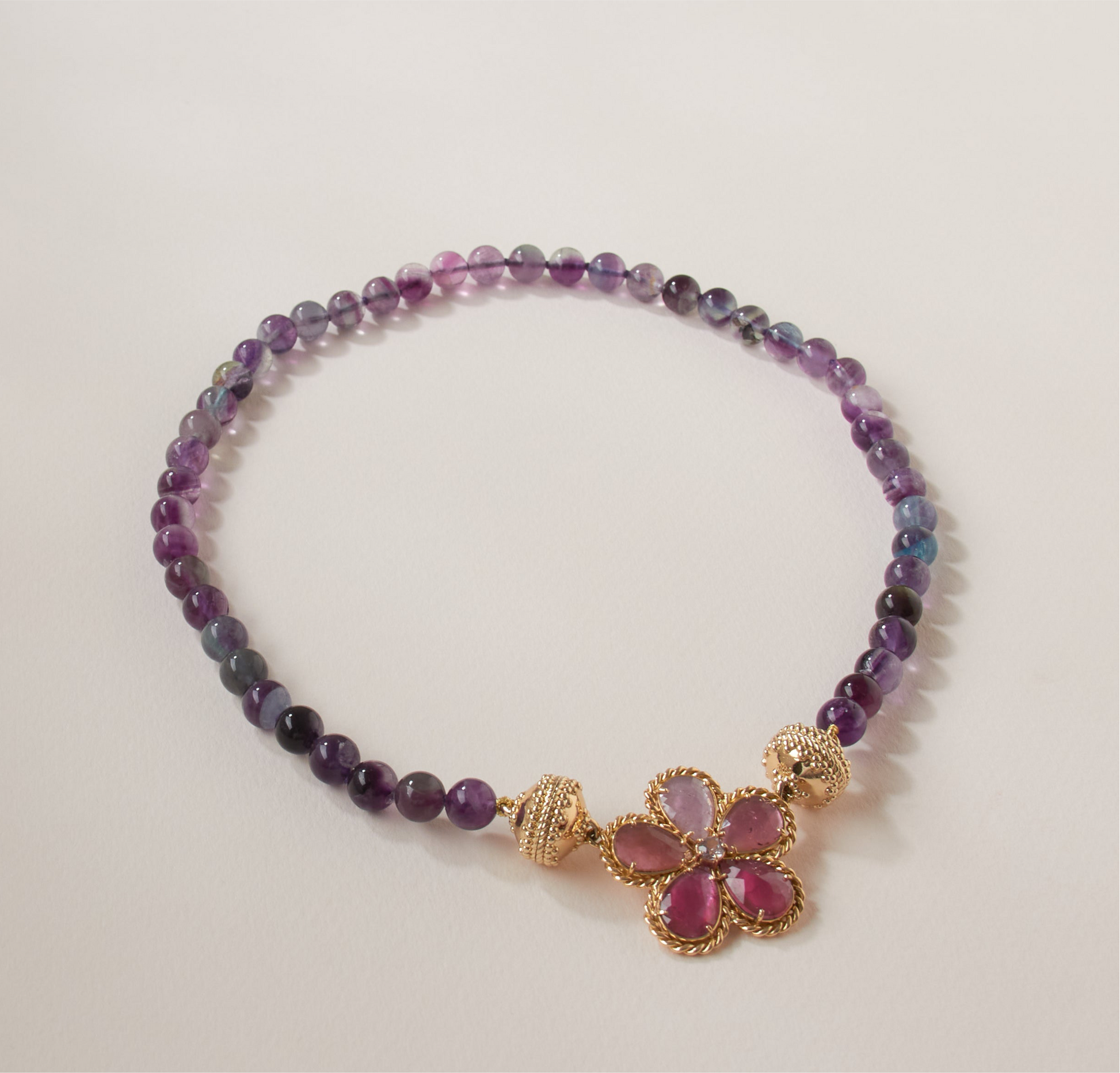 Victoire 8mm Dark Purple Fluorite Necklace