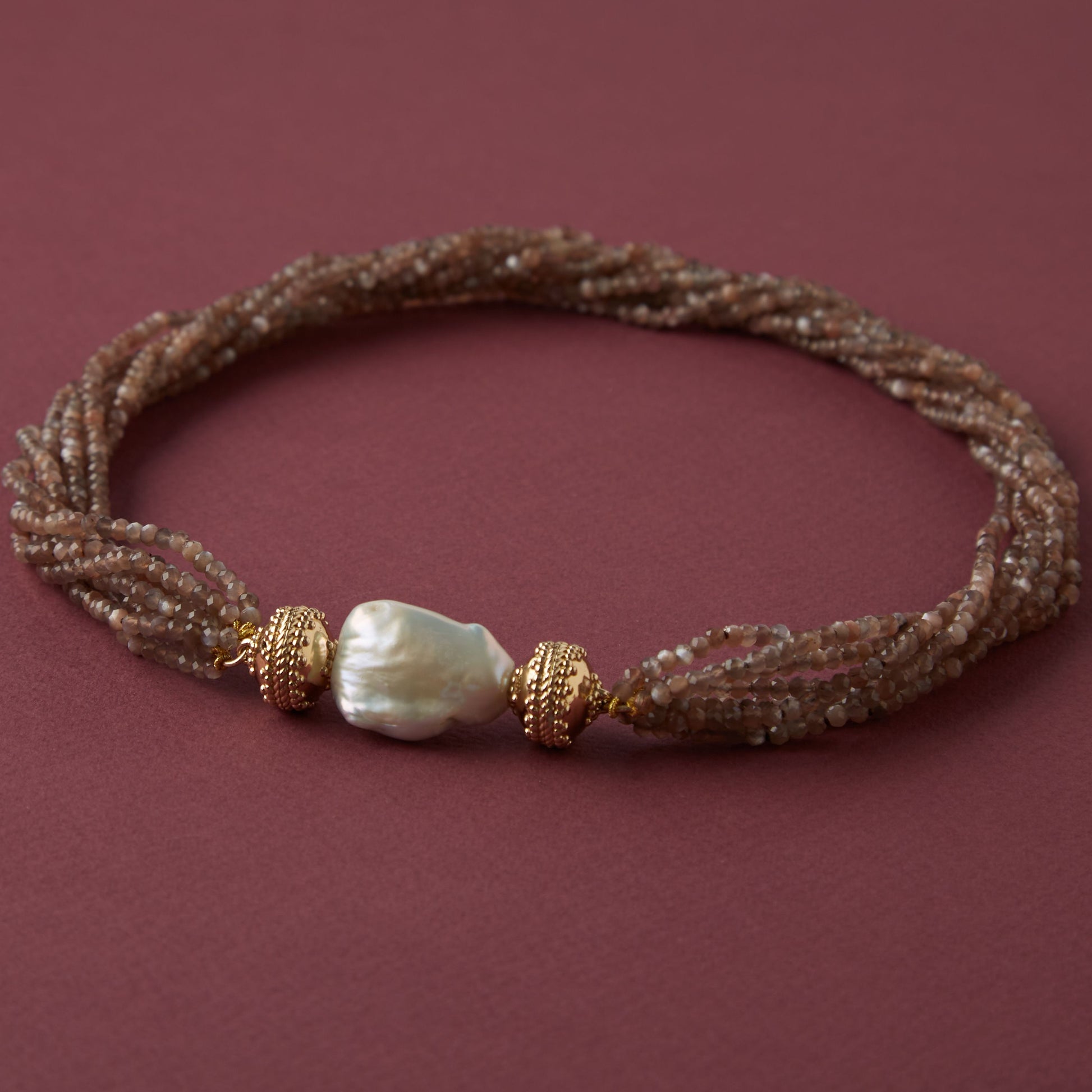 Michel 3mm Brown Moonstone Multi-Strand Necklace