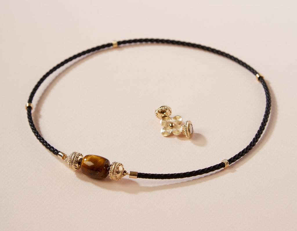 Aspen Braided Leather Black Mini Necklace