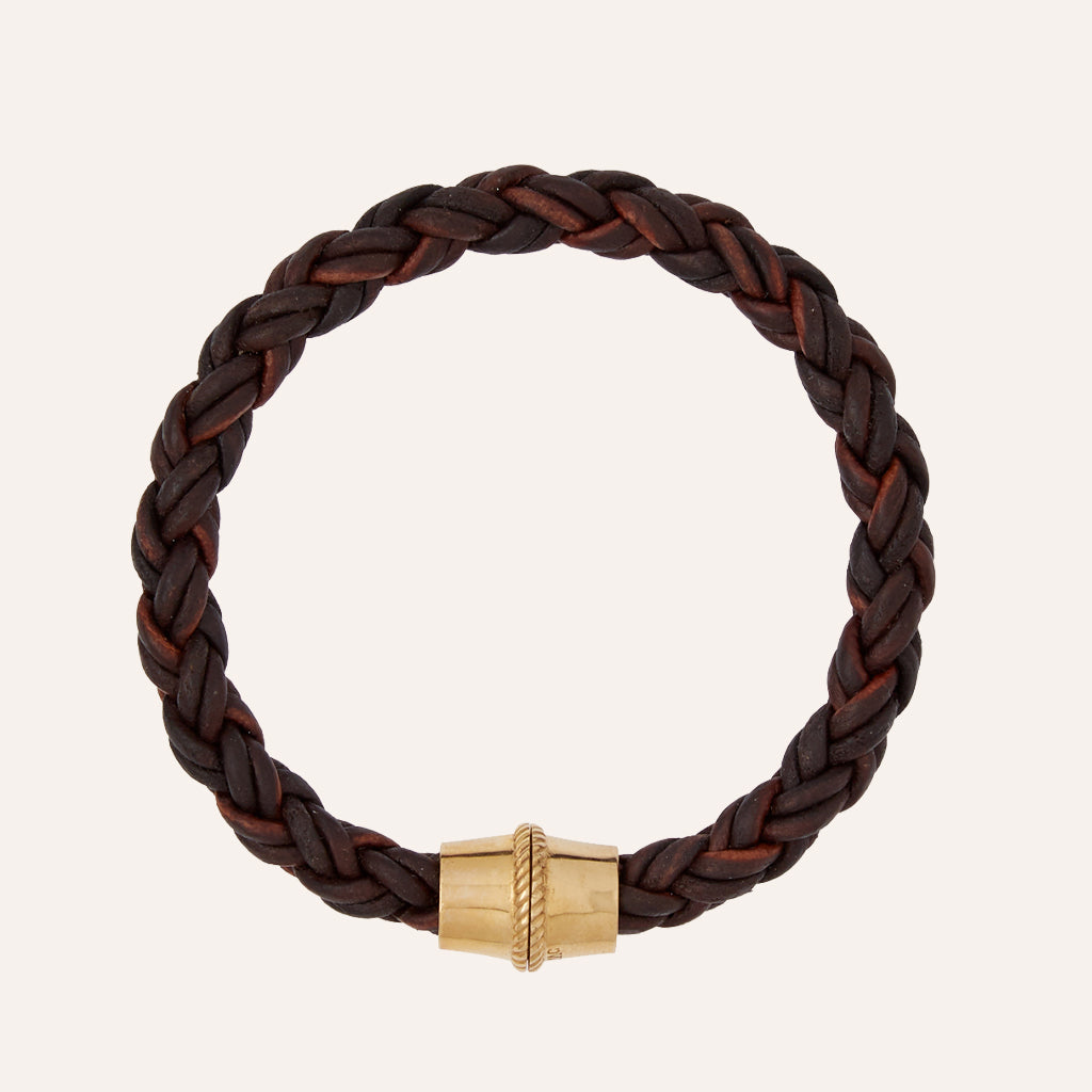 Small Bolo Brown Leather Vise Bracelet