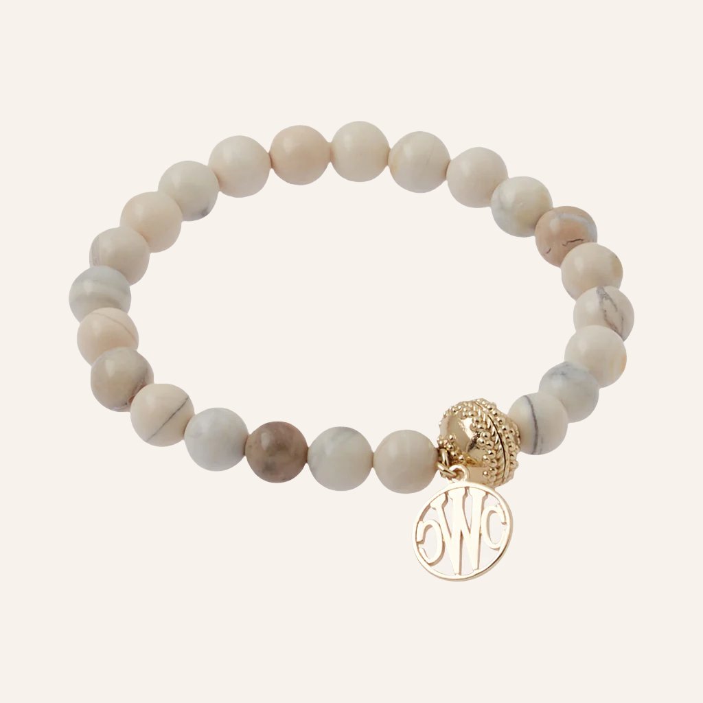 Victoire Ivory Jade 8mm Stretch Bracelet