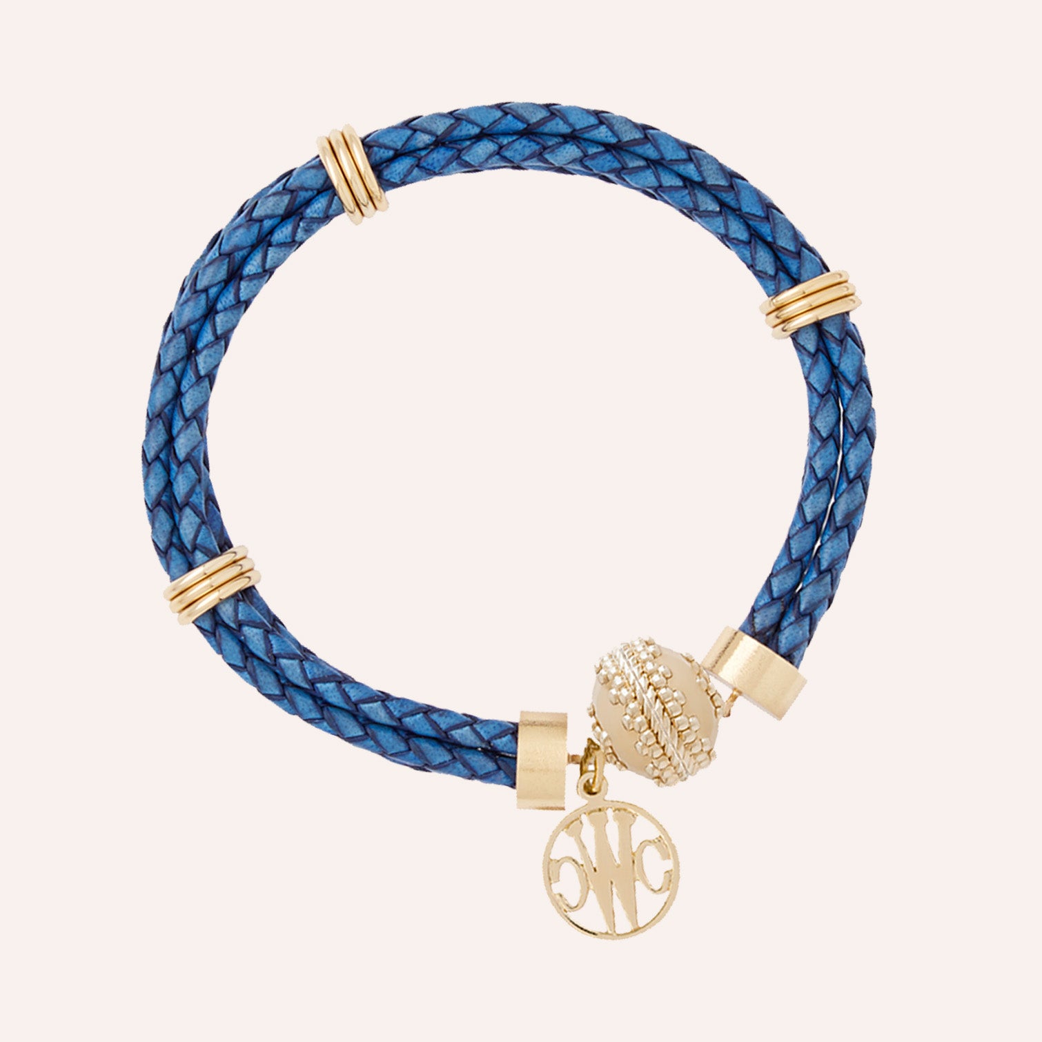 Aspen Braided Leather Denim Blue Bracelet