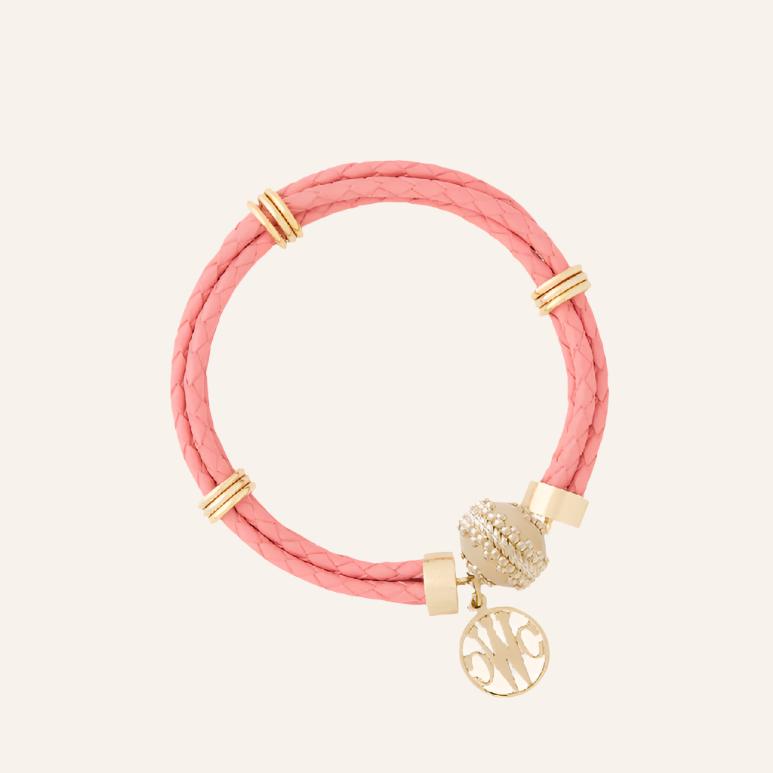 Aspen Braided Leather Watermelon Pink Bracelet