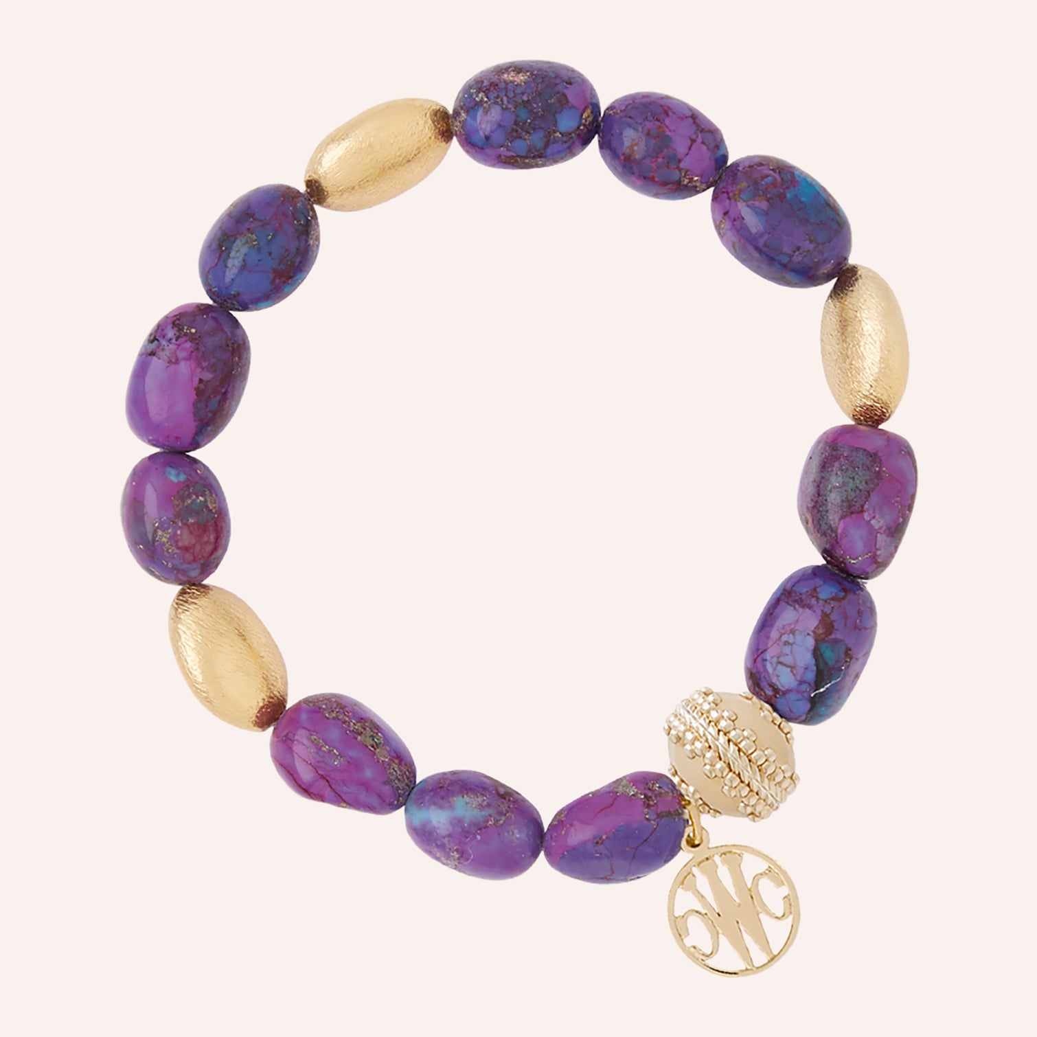 Gold Rush Dyed Purple Turquoise Stretch Bracelet