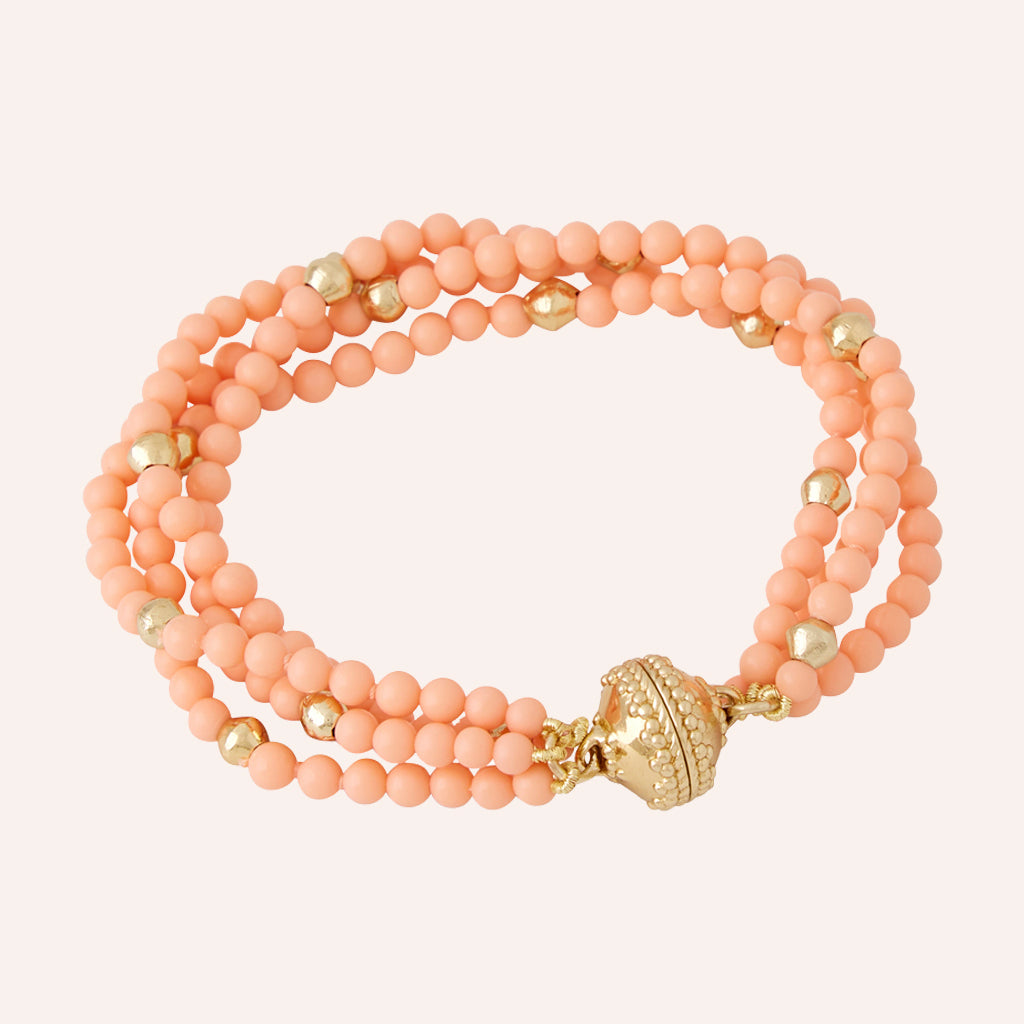 Peppercorn Victoire Reconstituted Peach Coral 4mm Bracelet