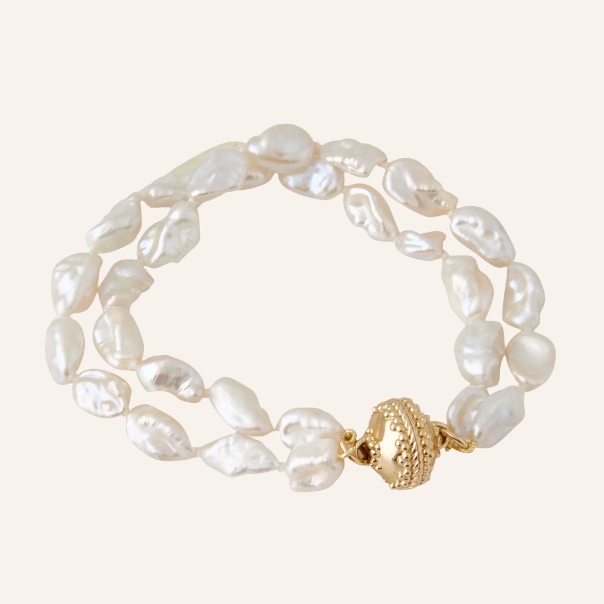 White Keshi 7-8mm Pearl Bracelet