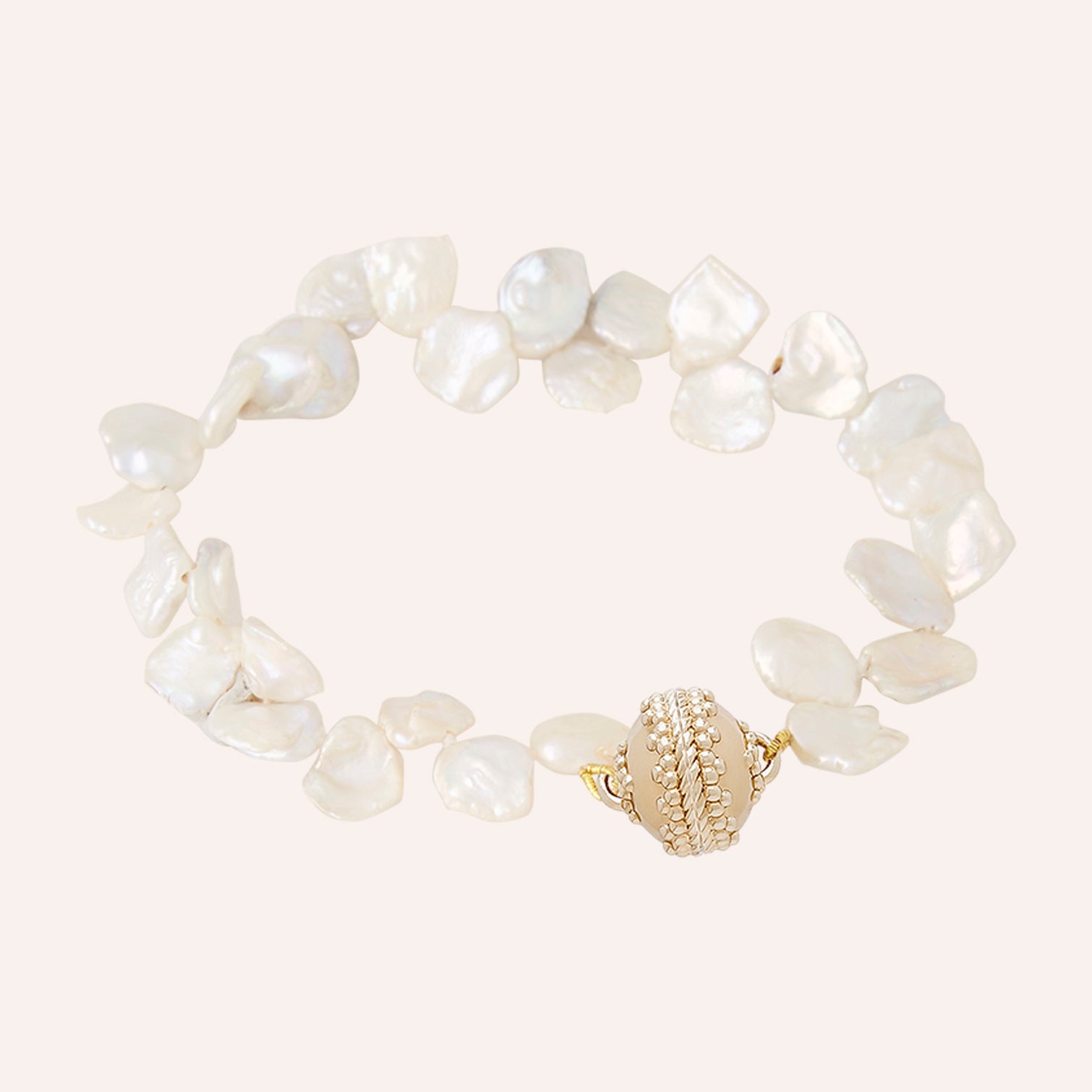 White Keshi Pearl Bracelet