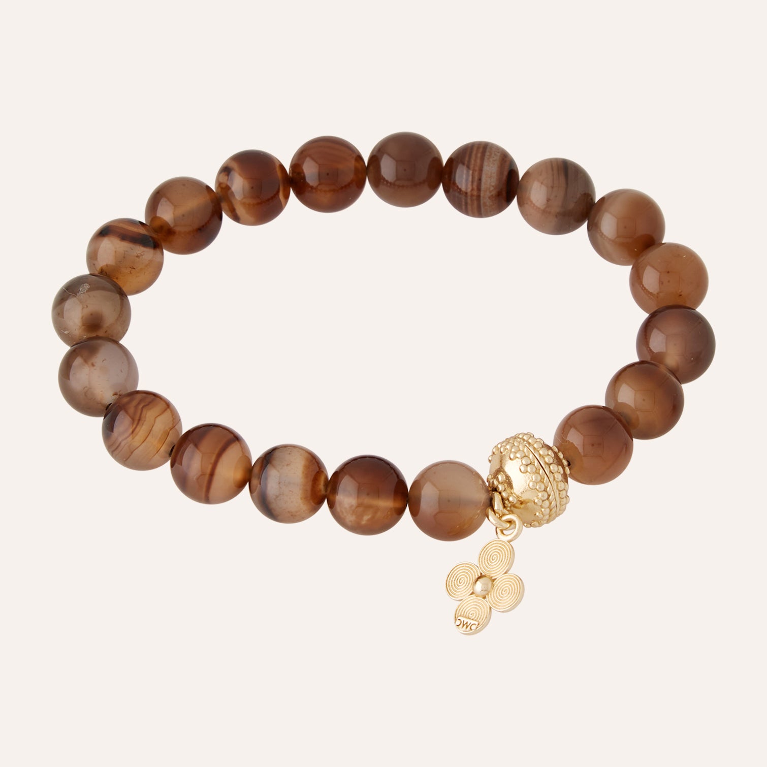 Victoire 10mm Brown Agate Stretch Bracelet