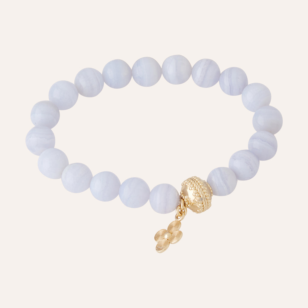 Victoire 10mm Blue Lace Agate Stretch Bracelet