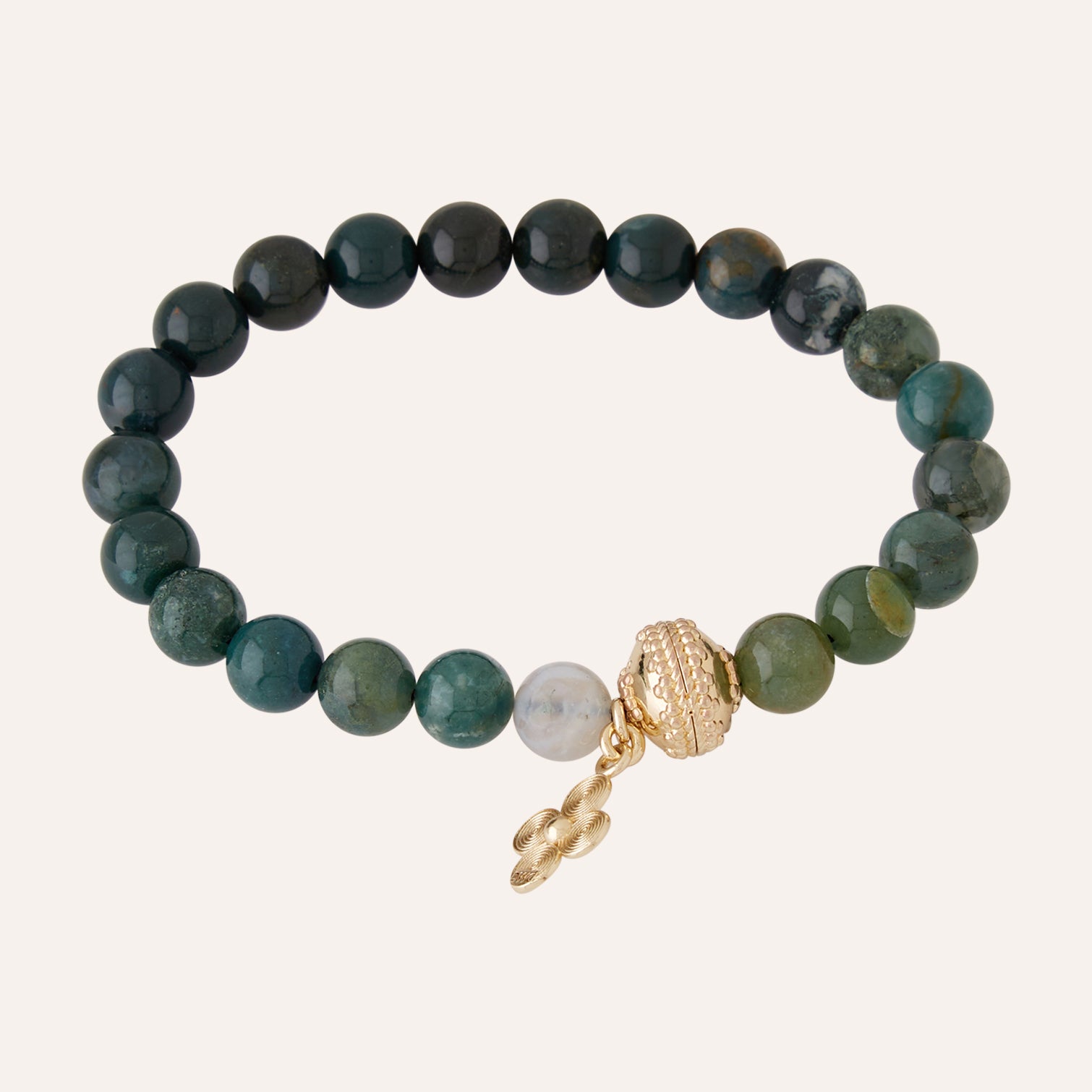 Victoire 8mm Moss Agate Stretch Bracelet