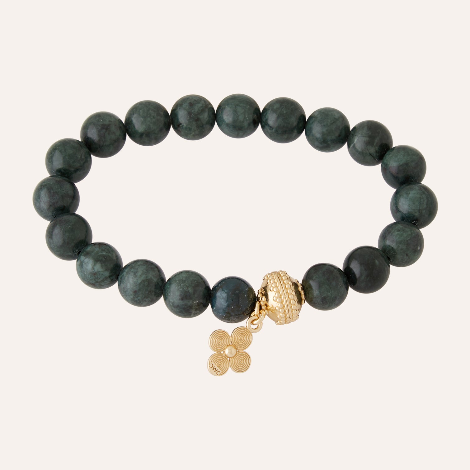 Victoire 10mm Dark Green Jasper Stretch Bracelet