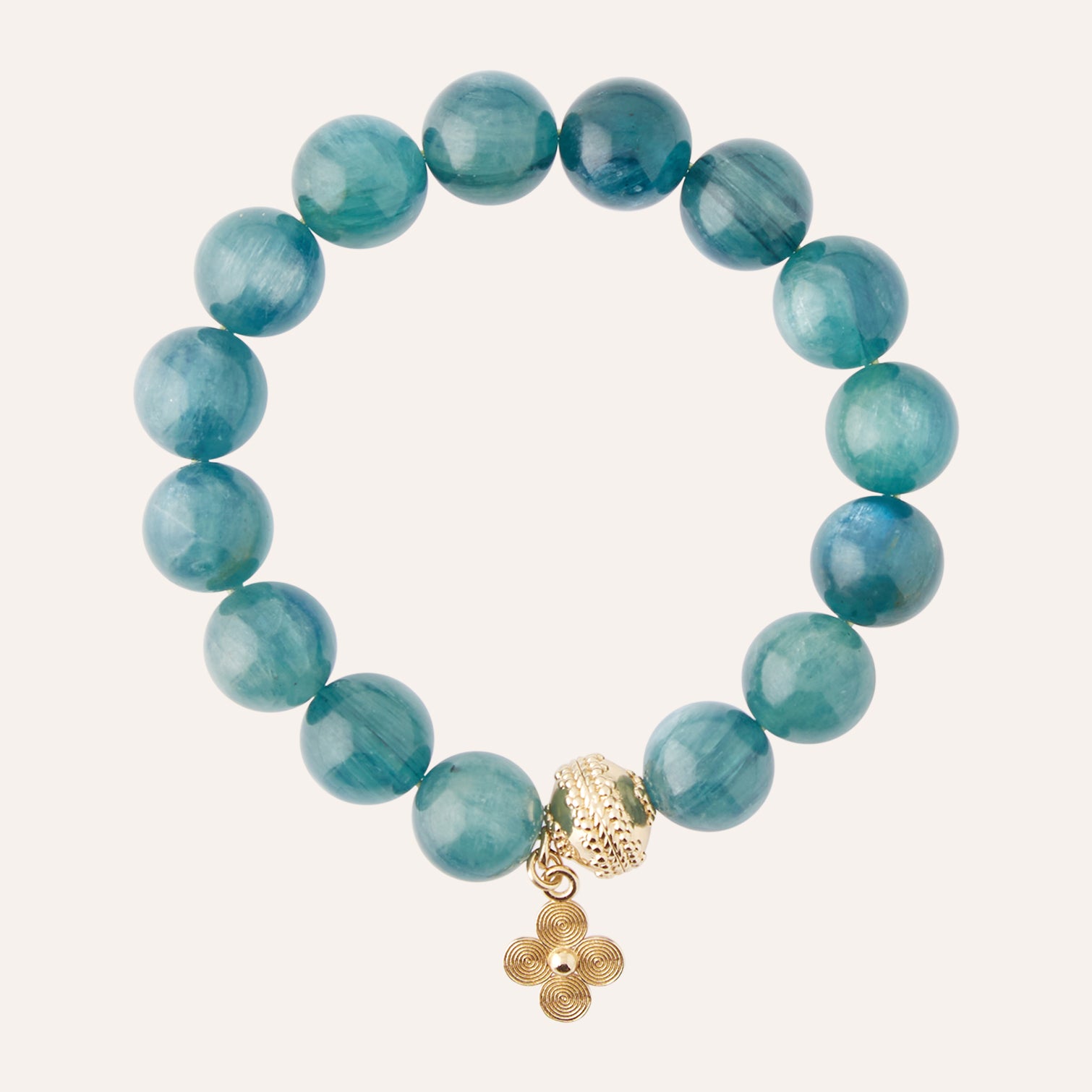 Victoire 12mm Blue Green Kyanite Stretch Bracelet