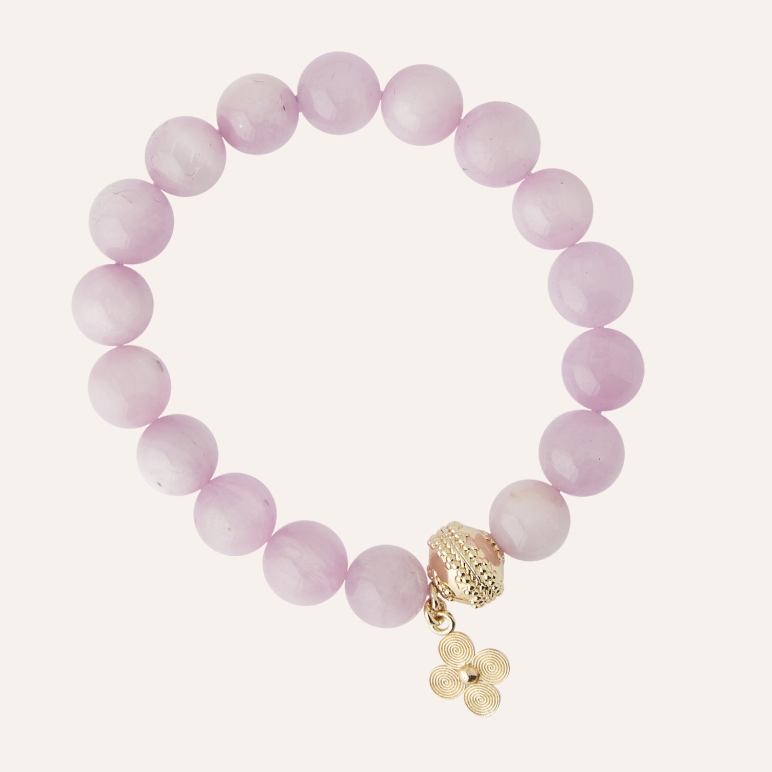 Victoire Kunzite 10mm Round Stretch Bracelet