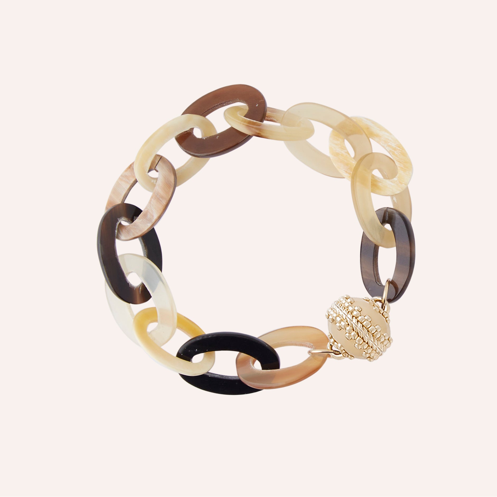 Multi Color 20mm Buffalo Horn Link Bracelet
