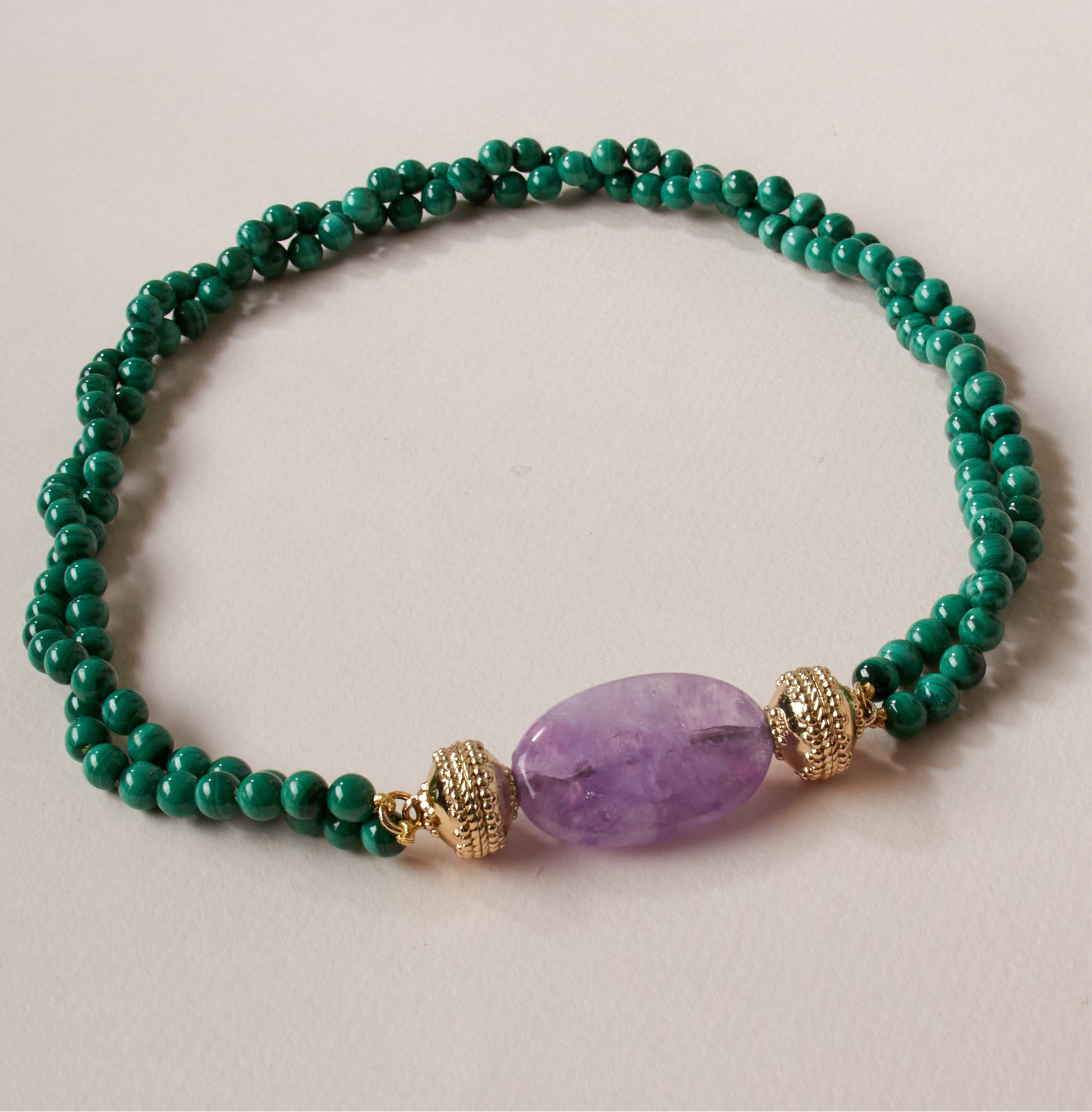 Victoire 6mm Double Strand Malachite Necklace