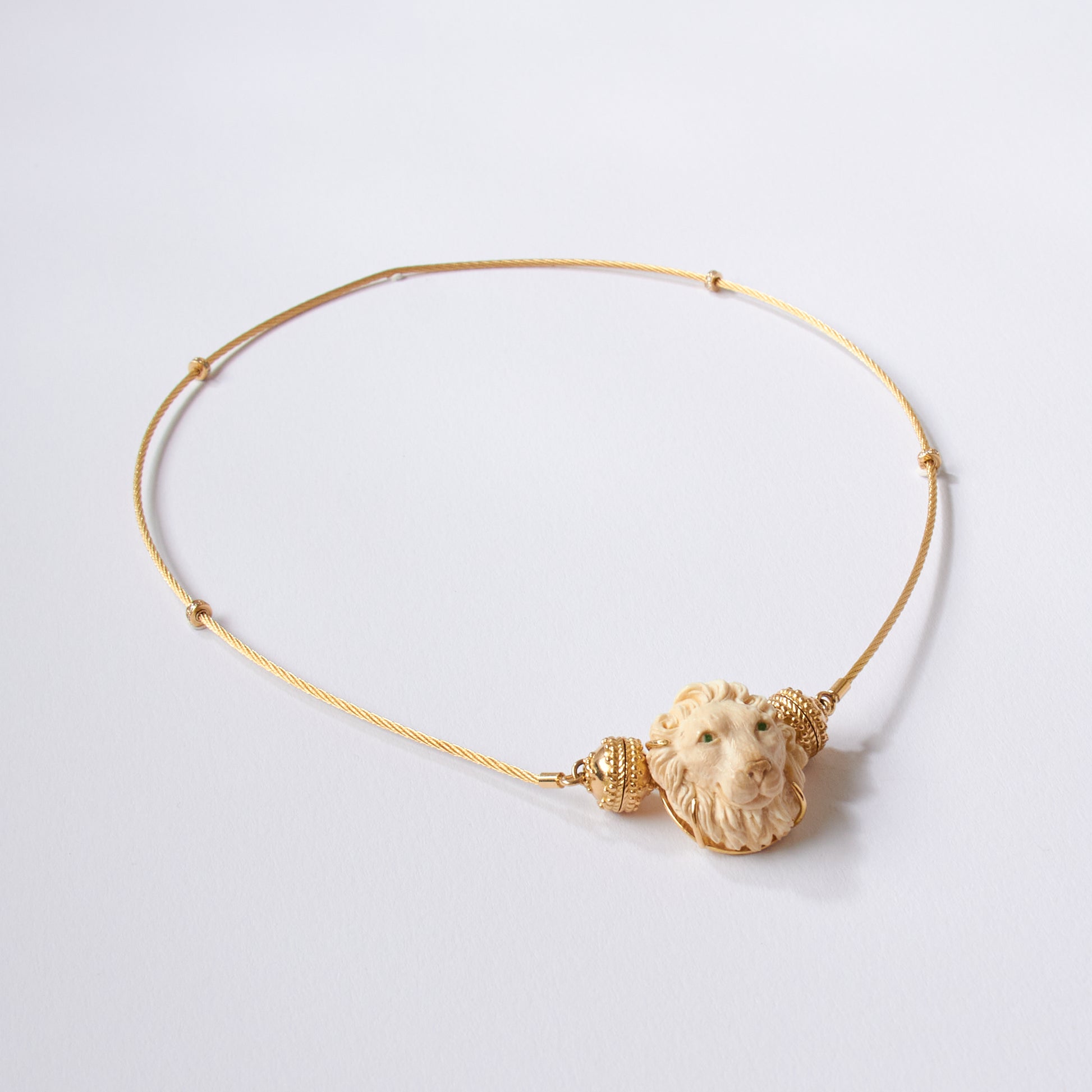 18K Mammoth Tusk Lion Head Mini Centerpiece