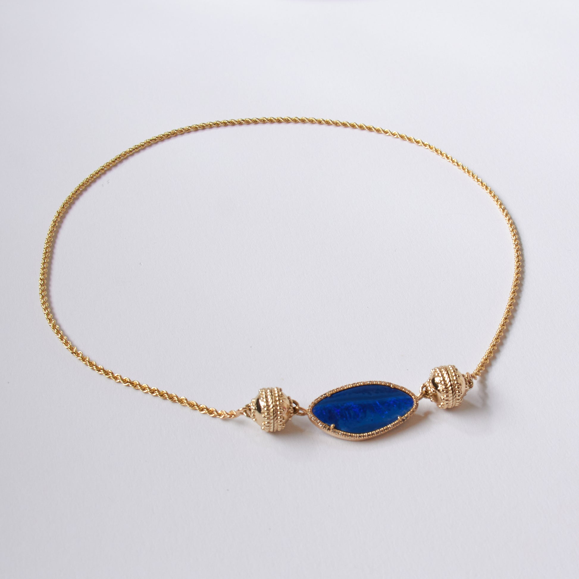 Vintage 14K Yellow Gold Rope Chain Mini Necklace