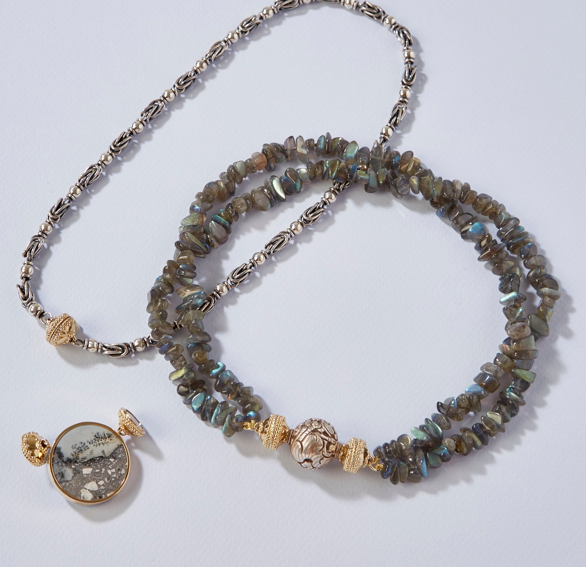 Labradorite Chip Double-Strand Necklace