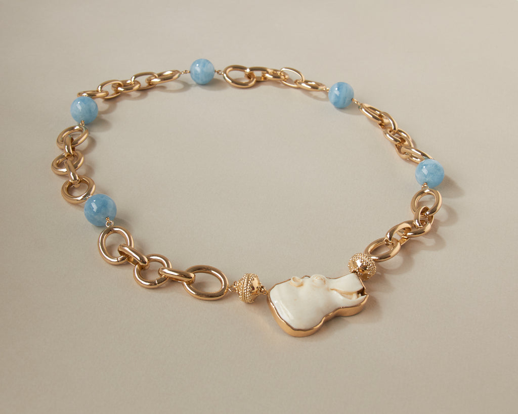 Gold Coast Necklace 2.0 with Aquamarine