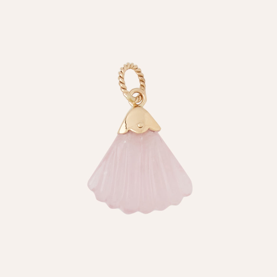 Pink Morganite Carved Shell Charm