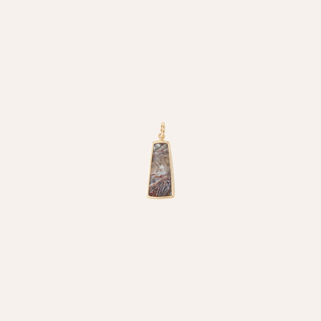 14K Native Copper & Chrysocolla Indonesia Shield Charm