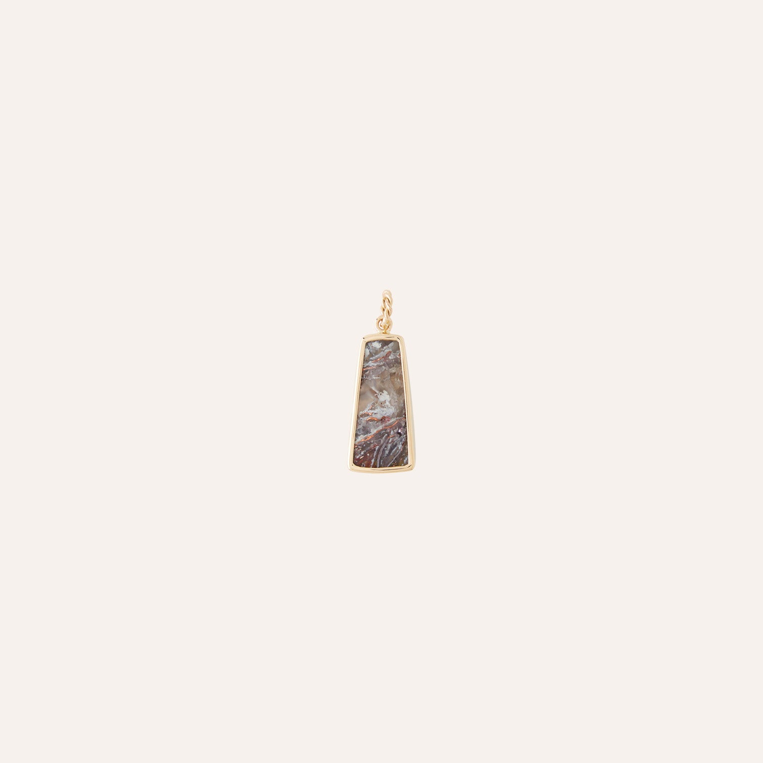 14K Native Copper & Chrysocolla Indonesia Shield Charm