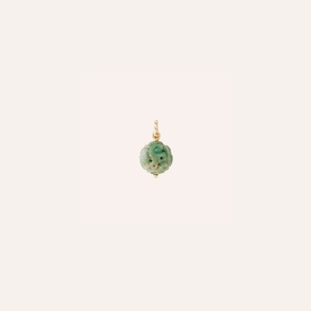 14K White Jade Carved Charm
