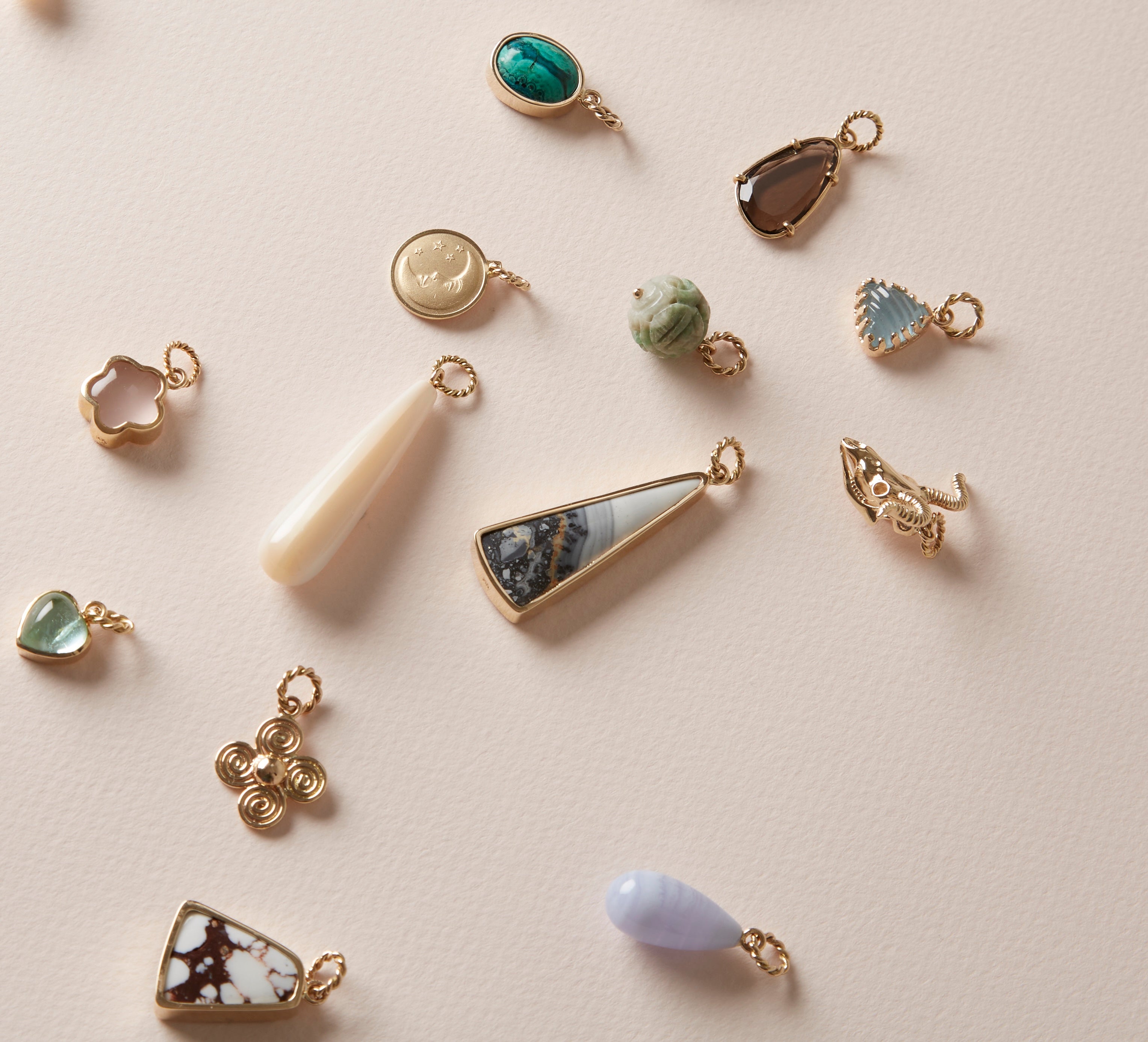 14K Malageno Jasper Triangle Charm