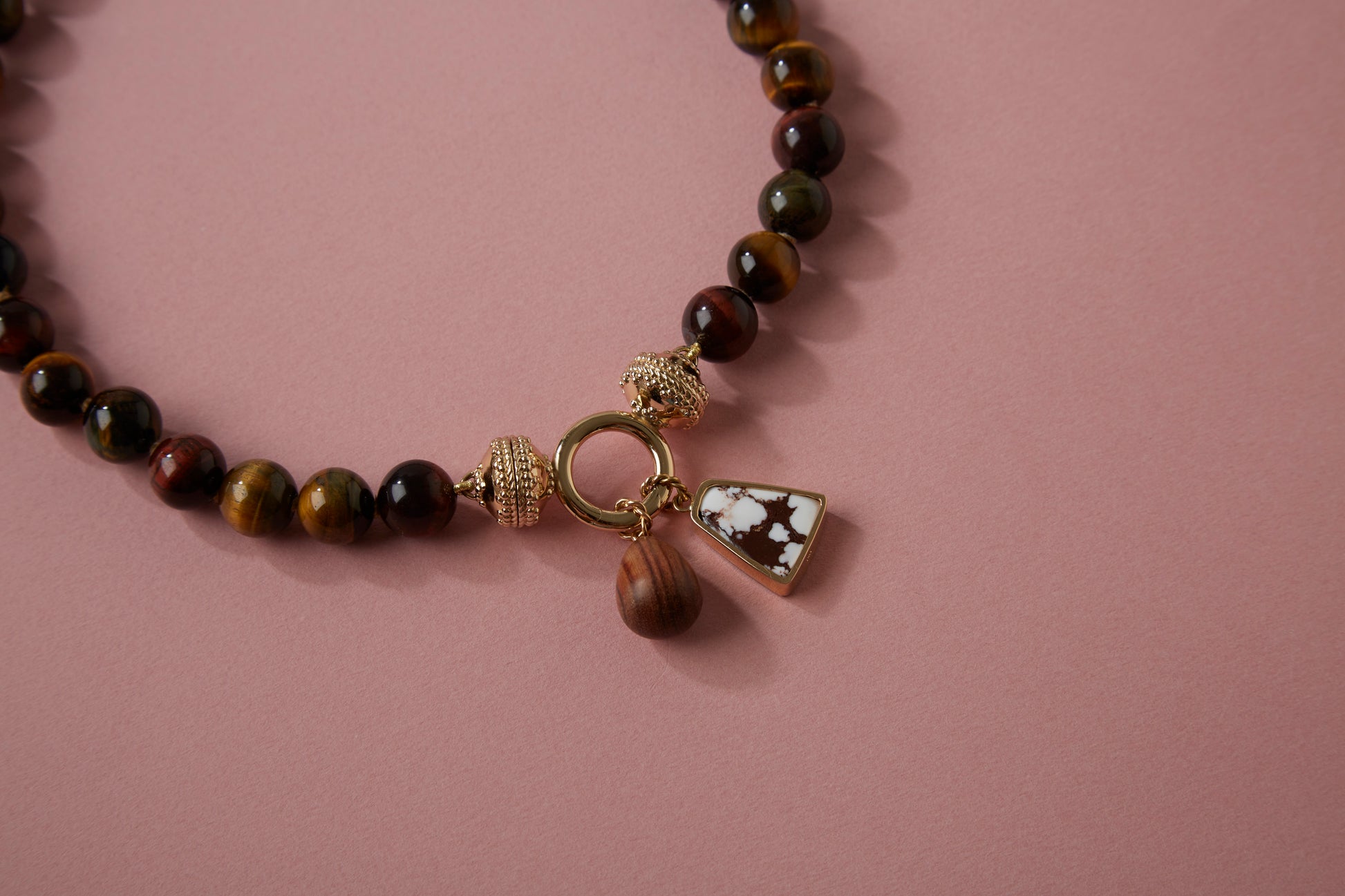 Victoire 12mm Multi-Colored Tiger's Eye Necklace