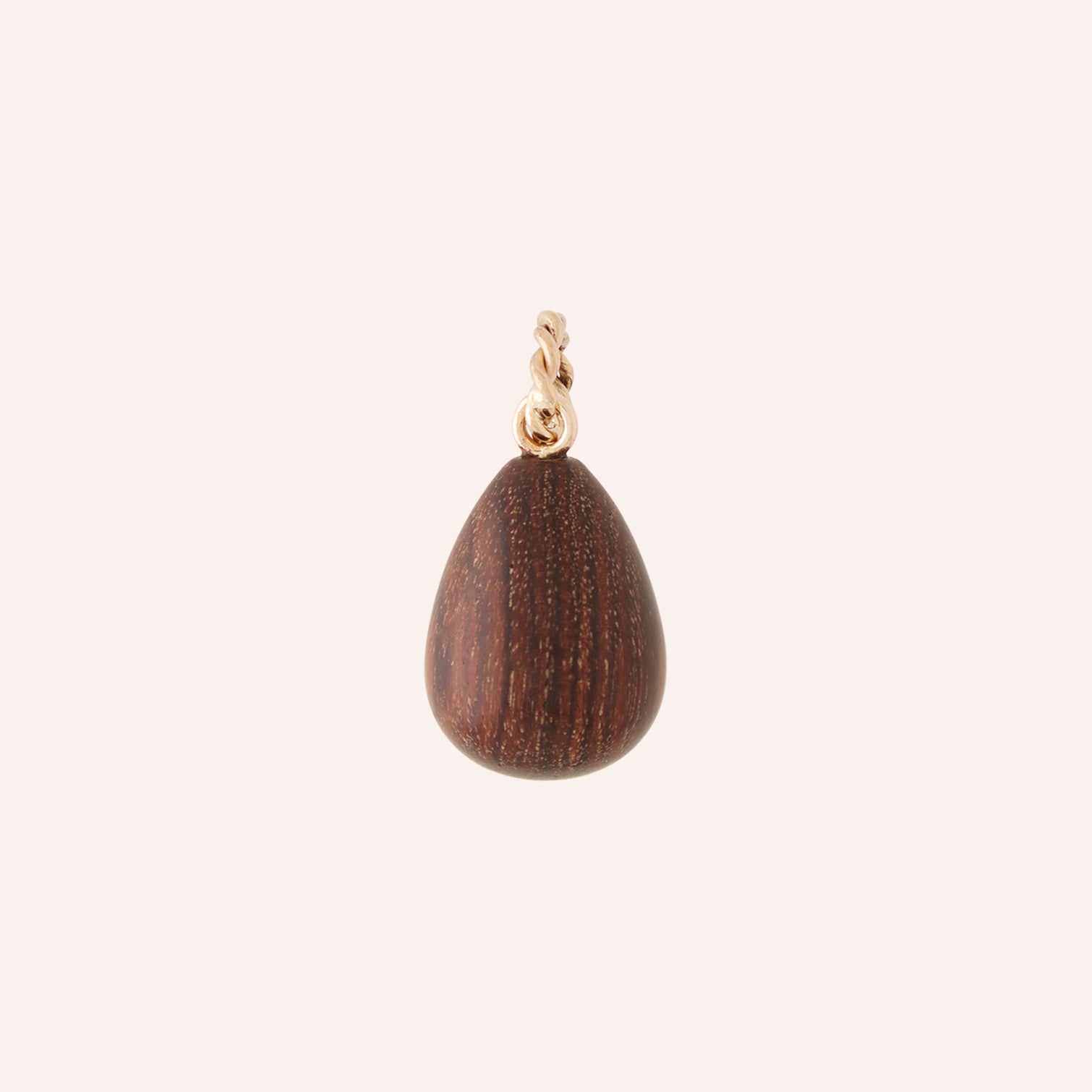14K Dark Wood Teardrop Charm