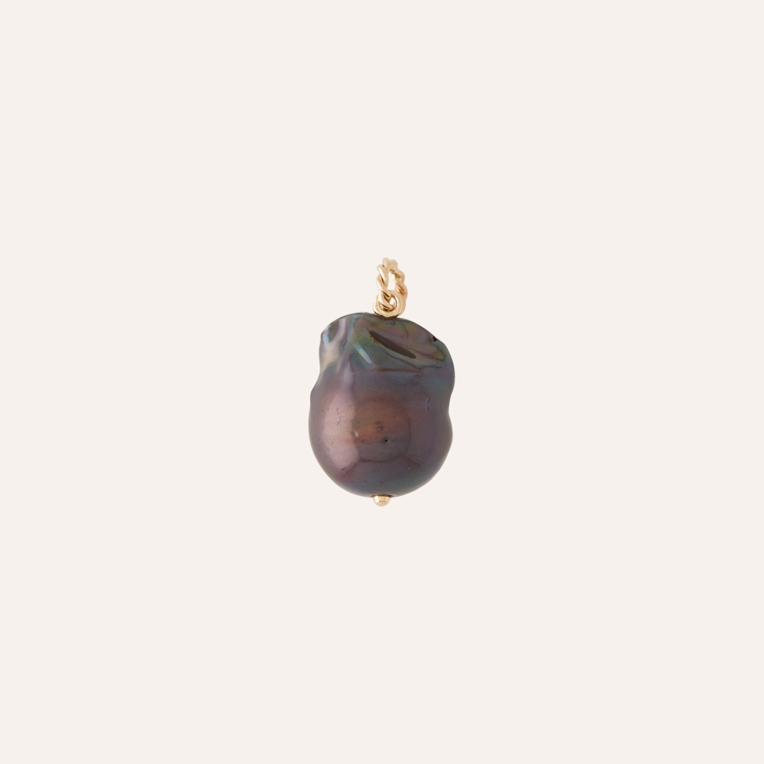 14K Black Baroque Pearl Charm