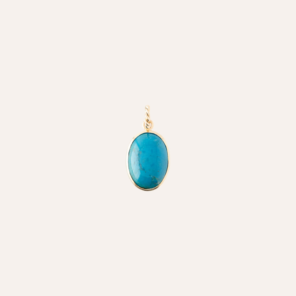 14K Chrysocolla Cabochon Charm