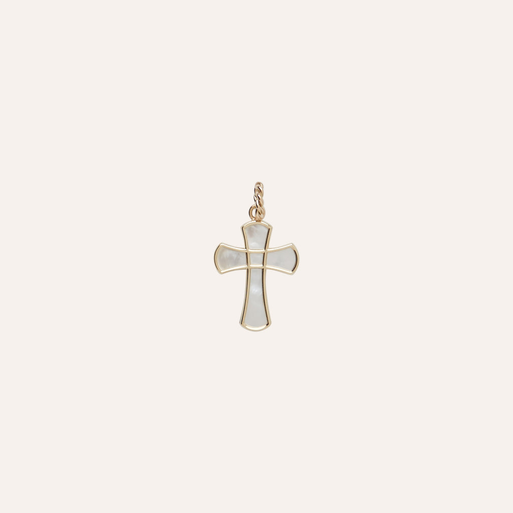 14K Mother of Pearl Cross Charm