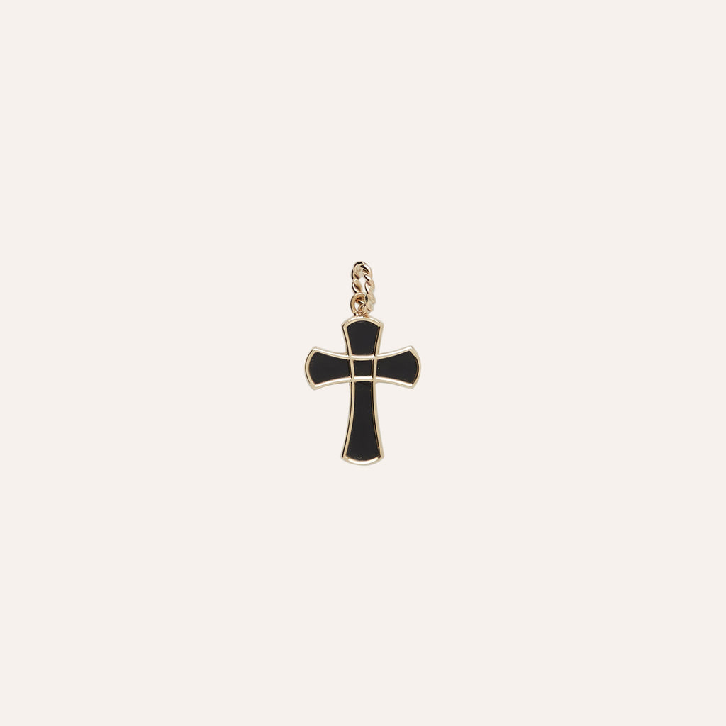 14K Black Onyx Cross Charm
