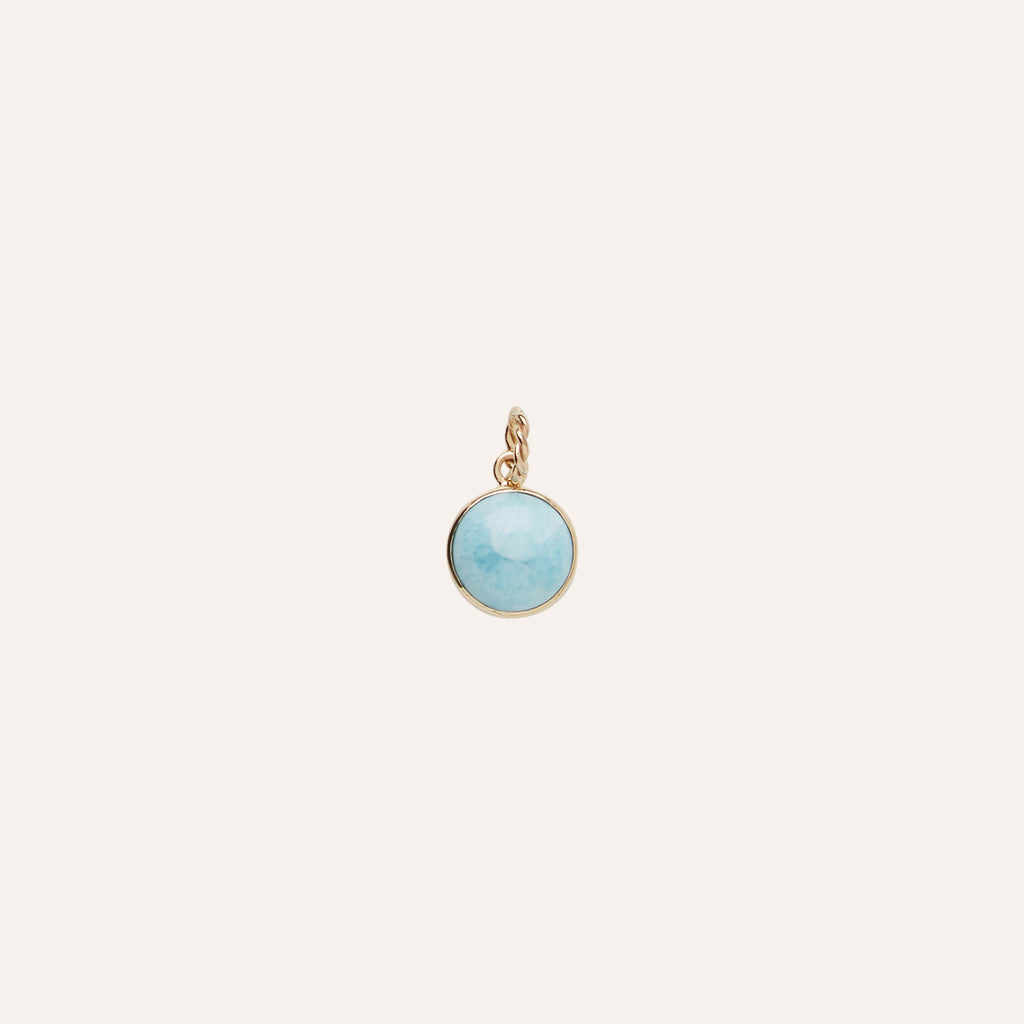 14K Round Larimar Cabochon Charm