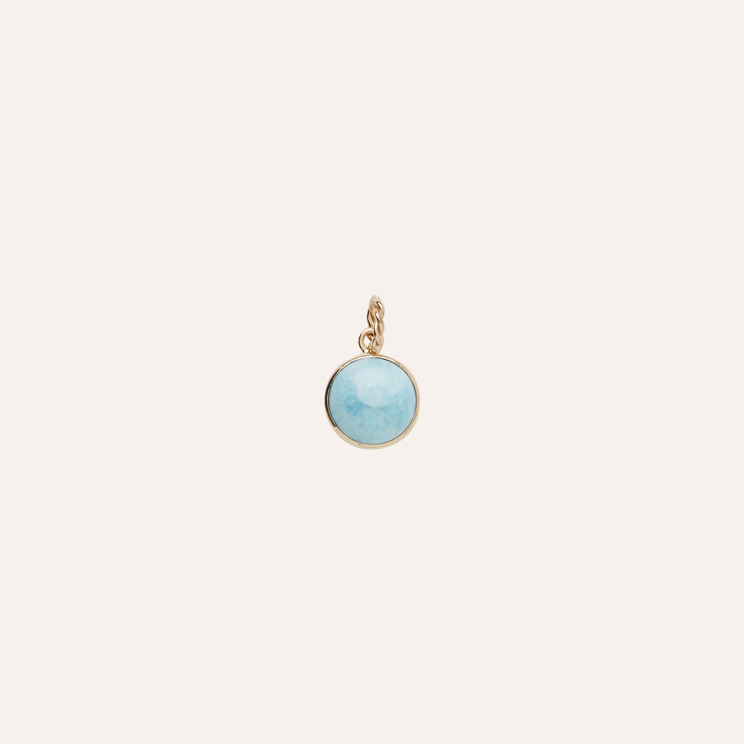 14K Round Larimar Cabochon Charm