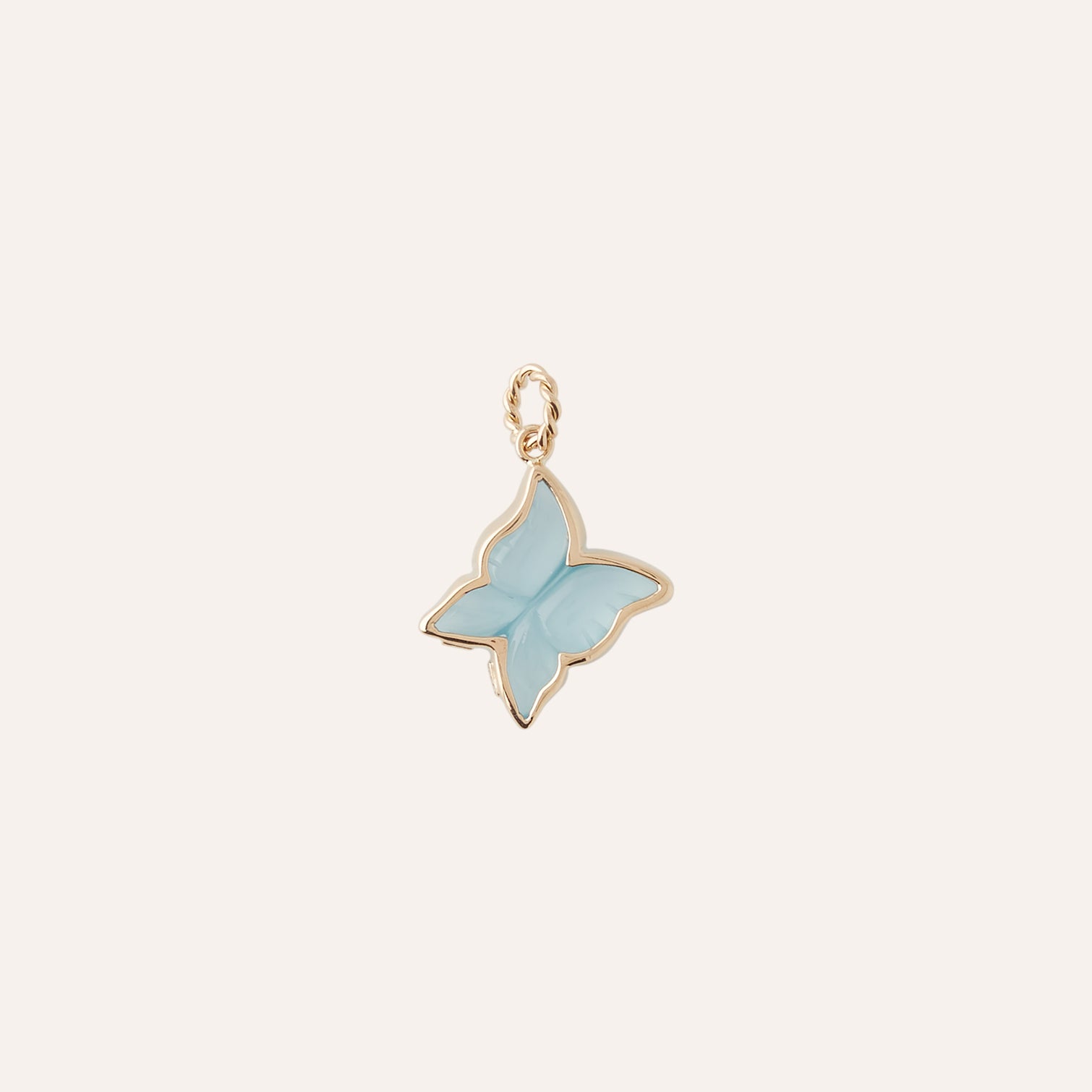14K Blue Agate Butterfly Charm