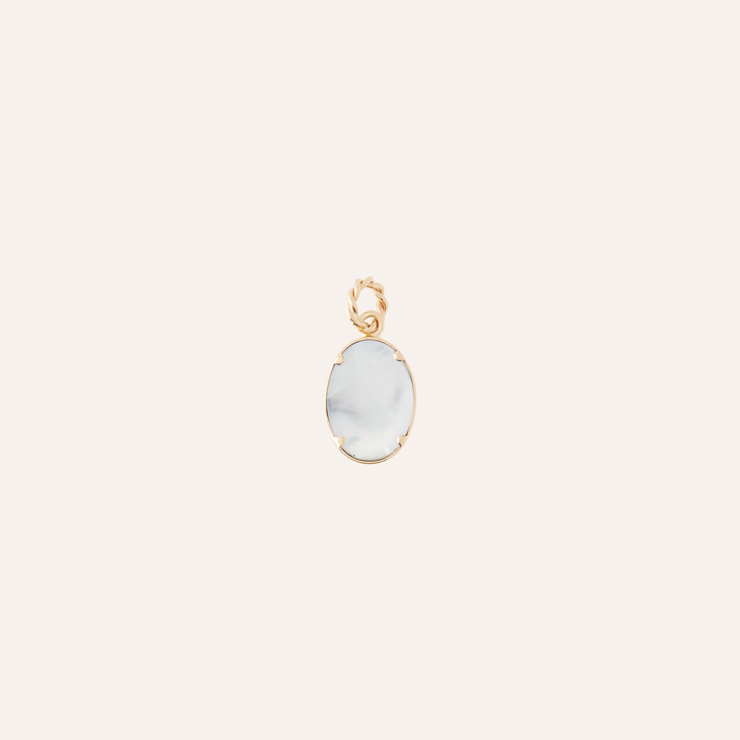 14K Vaporized Dark Silver Oval Charm