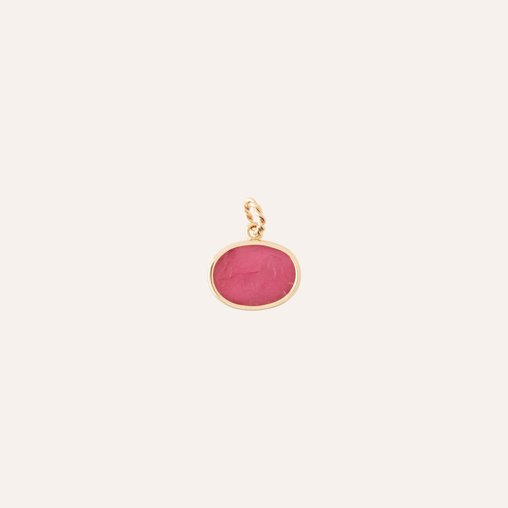 14K Victory Rubellite Italian Glass Charm