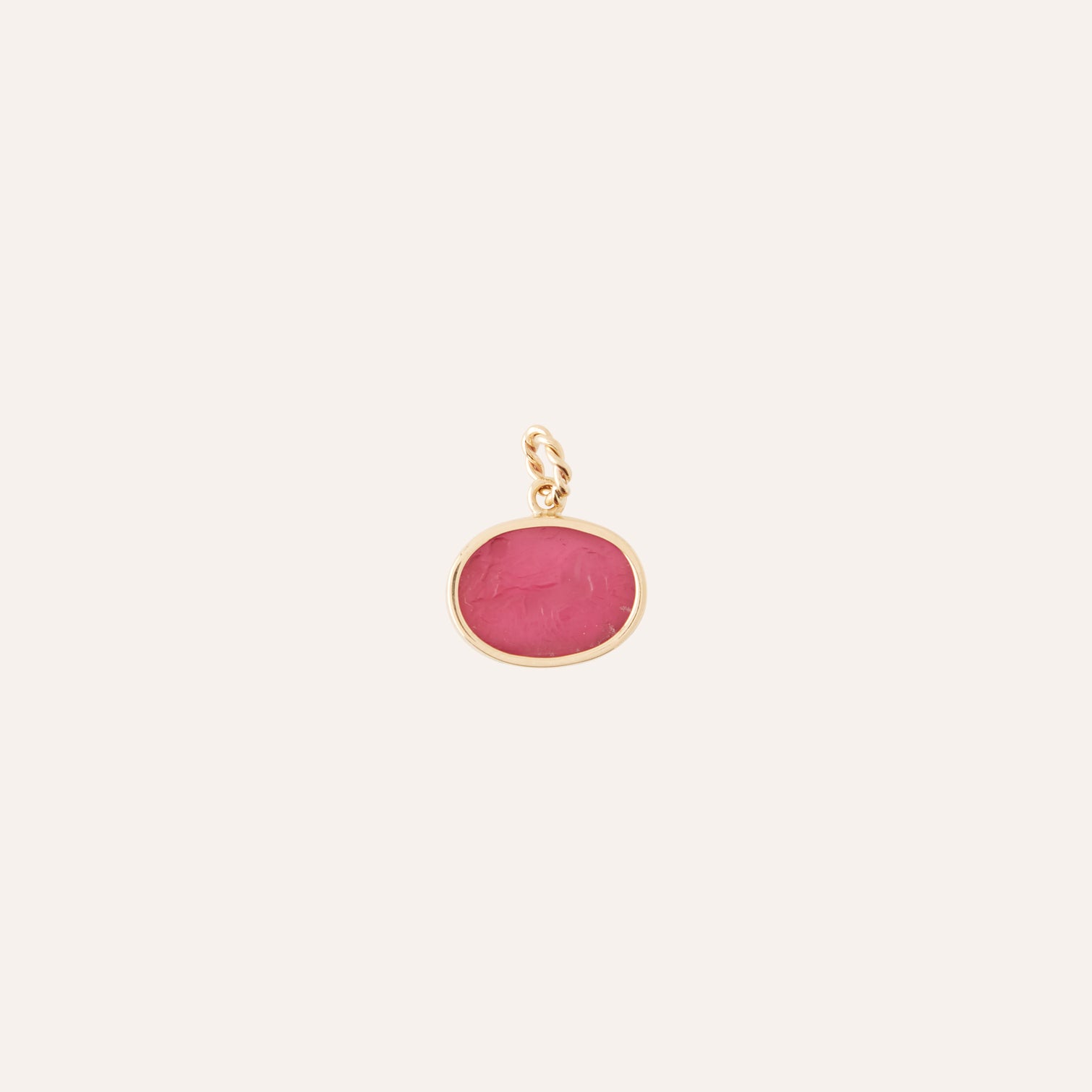 14K Victory Rubellite Italian Glass Charm