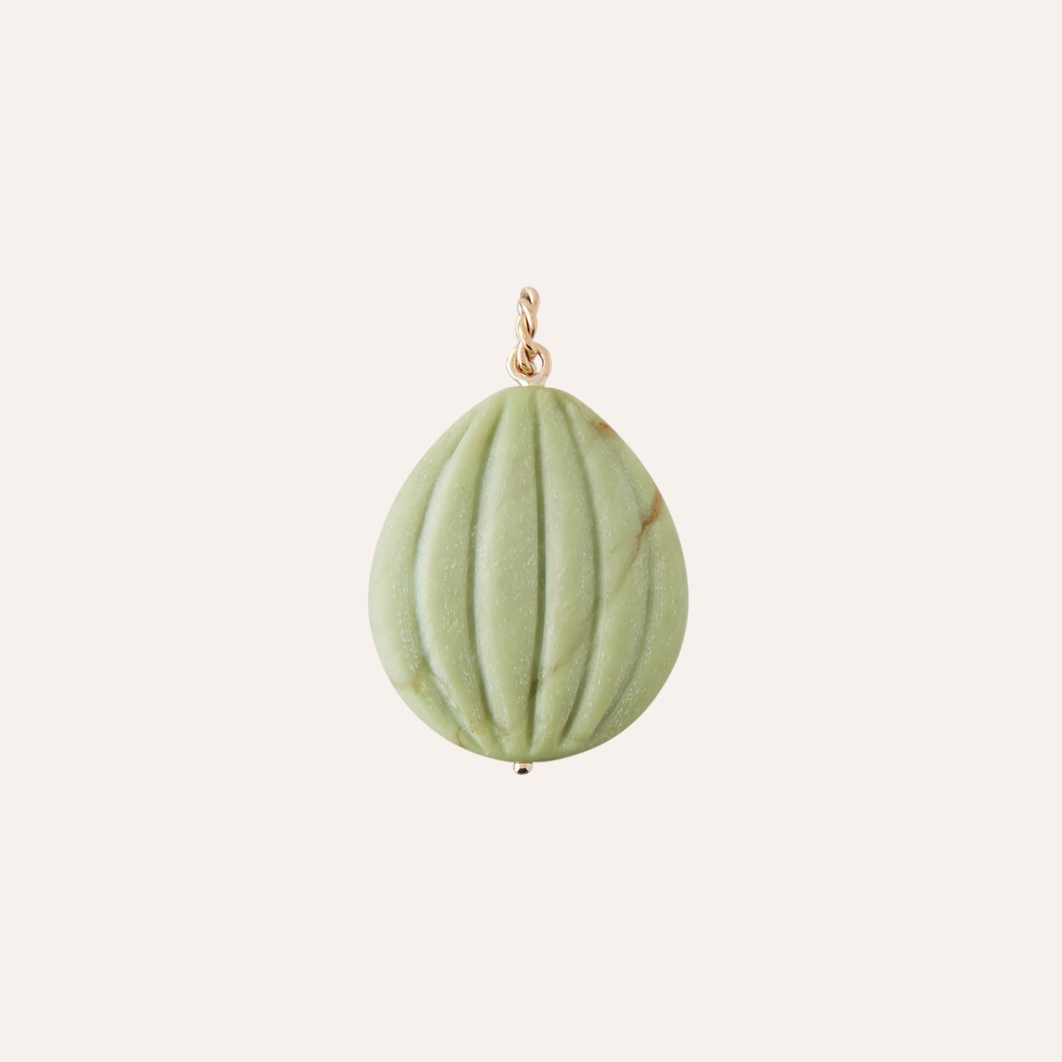 14K Dyed Alunite Fluted Teardrop Charm