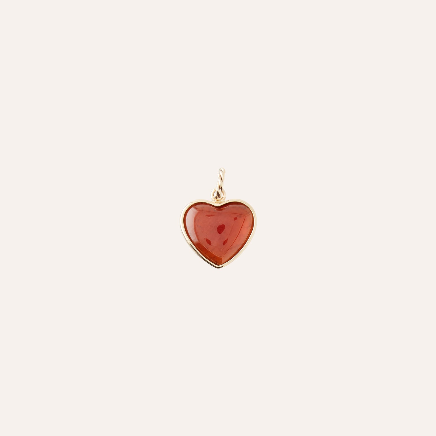 14K Red Garnet Heart Cabochon Charm