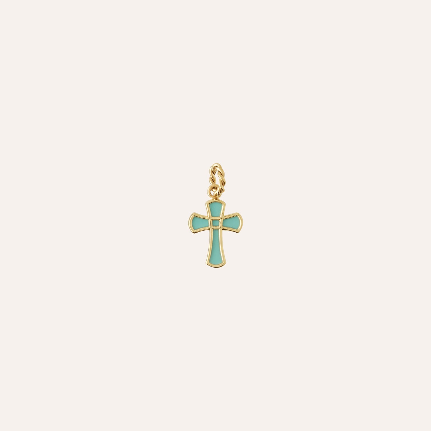 14K Small Turquoise Cross Charm
