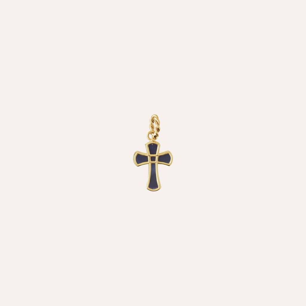 14K Small Lapis Cross Charm