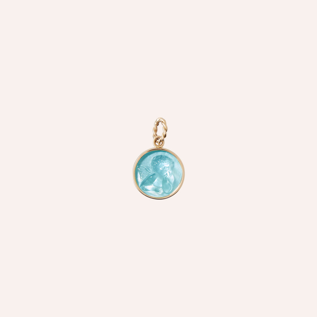 Chiara Glass Blue Topaz Cherub Charm