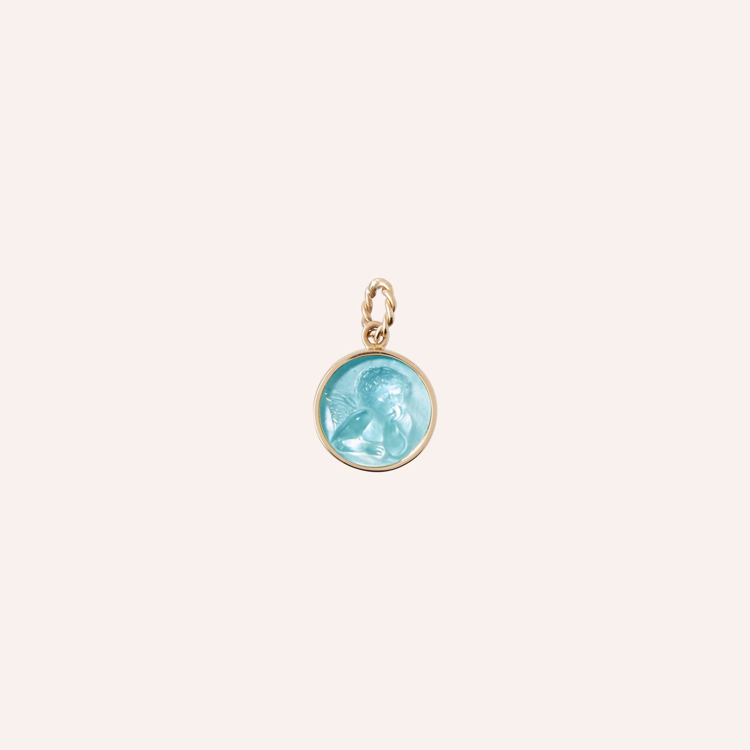 Chiara Glass Blue Topaz Cherub Charm