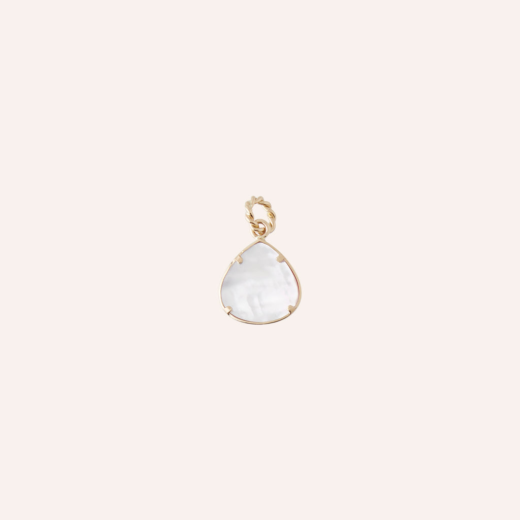 14K Pink Tourmaline Teardrop Cabochon Charm