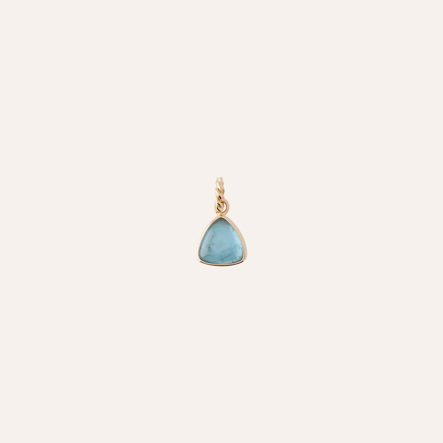14K Blue Tourmaline Triangle Cabochon Charm